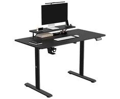 ULTRADESK HIGHLANDER Juodas Biurko su elektryczną regulacją aukščio su laikikliu ausinės i kable 120X60 cm, juoda