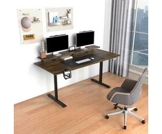 ULTRADESK HIGHLANDER XXL BROWN Biurko su elektryczną regulacją aukščio su laikikliu ausinės i kable 160X70 cm, ruda
