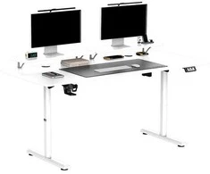 ULTRADESK HIGHLANDER XXL Baltas Biurko su elektryczną regulacją aukščio su laikikliu ausinės i kable 160X70 cm, balta