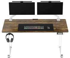 ULTRADESK UPLIFT Biurko 160x75 cm, 72-118 cm, balta ir-ruda