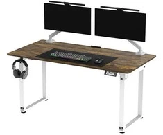 ULTRADESK UPLIFT Biurko 160x75 cm, 72-118 cm, balta ir-ruda