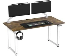 ULTRADESK UPLIFT Biurko 160x75 cm, 72-118 cm, balta ir-ruda