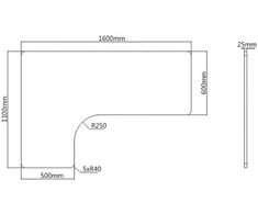 Powerton ERGO EDGE TOP kampinis stalviršis 160x110-60x2,5 cm, akacijos mediena