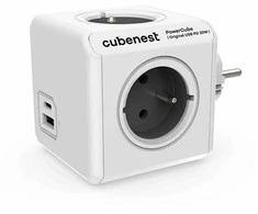 Cubenest - PowerCube, 0,1 m, originalus USB PD20W, A+C, pilkas, POWERCUBE, 4 lizdai, USB A+C, maitinimo tiekimas 20W