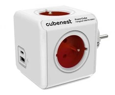 „Cubenest“ – „PowerCube“, 0,1 m, originalus USB PD 20 W, A+C, raudonas, POWERCUBE, 4 lizdai, USB A+C, maitinimo tiekimas 20 W