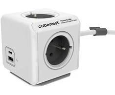 Cubenest - Powercube, 1,5 m, išplėstinis USB PD 20 W, A+C, pilkas, POWERCUBE, 4 lizdai, USB A+C, maitinimo tiekimas 20 W