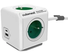 Cubenest – PowerCube, 1,5 m, išplėstinis USB PD20W, A+C, žalias, POWERCUBE, 4 lizdai, USB A+C, maitinimo tiekimas 20 W
