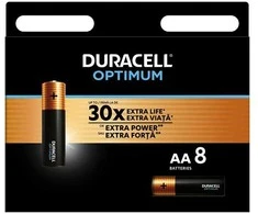 Duracell Optimum vienkartinės šarminės AA baterijos, 8 vnt. pakuotė