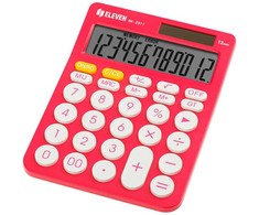 Eleven ELEVEN Calculator Rožinis biuro skaičiuotuvas, apvalūs balti mygtukai, RK2311PK