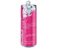 Energy drink, PEACH EDITION, 12 vnt w kartonie, cena za 1 vnt, Raudona Bull baltas peach