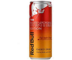 Red Bull Energinis gėrimas, žiemos leidimas, galiojimo laikas 2026-10, Raudona Bull Fuji obuolių ir imbiero skonio, 24 vnt. pakuotė, kaina už 1 vnt.
