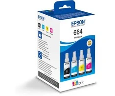 Epson 664 EcoTank 4 spalvų sudėtinė pakuotė | Epson C13T66464A | 664 EcoTank 4 spalvų sudėtinė pakuotė | Rašalo talpykla | Juodas, geltona, žalsvai mėlyna, purpurinė