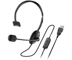 Genius HS-100U ausinės su mikrofonu, wirowa, juoda, 2.0, Na headwor, USB