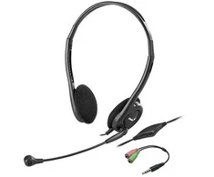 Genius HS-200C ausinės su mikrofonu + pojedynczy adapter Jack, przewodowa, juoda, USB