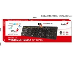 Genius SlimStar 126 COPILOT klaviatūra su laidu (USB) CZ/SK, juoda