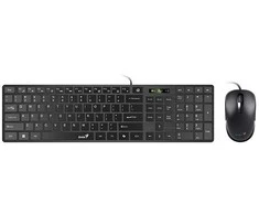 Genius SlimStar C126 COPILOT komplektas klaviatūra su laidu (USB) CZ/SK, juoda su optyczną myszką, niski profil