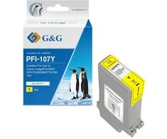 Su G&amp;G suderinamas rašalas / rašalas su PFI107Y, NC-00107Y, 6708B001, geltonas, 130 ml