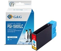 Su G&amp;G suderinamas rašalas / rašalas su PGI 1500XL, NP-C-1500XLC/C, žalsvai mėlyna