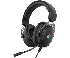 HP DHE-8005N, ausinės su mikrofonu, laidinės, juodos, 2.0, su foniniu apšvietimu, 3,5 mm lizdas + USB