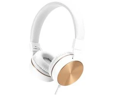 HP DHH-1206 baltos ausinės su mikrofonu, laidiniu balto aukso, klasikinio tipo 3,5 mm lizdu