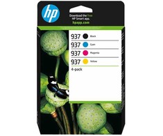 HP 937 juoda keturių spalvų pakuotė + spalvos