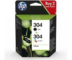 Hewlett Packard (HP) HP 304 2-pack Juodas/Tri-color (3JB05AE) Rašalinių kasečių komplektas, BK/CMY