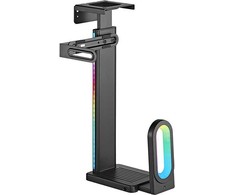 Ultradesk FLANK Kompiuterio laikiklis po stalu, RGB, juodas (Pažeista pakuotė)