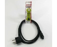 230V tinklo kabelis nešiojamo kompiuterio maitinimui, CEE7 (šakė) - C5, 2m, VDE patvirtintas, juoda, Logo, C5 jungtis