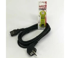 Kabelis sieciowy 230V maitinimo šaltinis, CEE7 (widelec) - C13, 3m, VDE approved, juoda, Logo