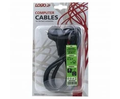 Kabelis sieciowy 230V maitinimo šaltinis, CEE7 (widelec) - C13, 2m, VDE approved, juoda, Logo, blister
