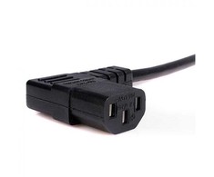 Kabelis sieciowy 230V maitinimo šaltinis, CEE7 (widelec) - C13, 2m, VDE approved, juoda, Logo, łamany
