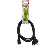 Kabelio tinklas 230V maitinimo šaltinis, CEE7/16 (euro radijas) - C7, 2m, VDE patvirtintas, juoda, Logotipas, 2 kontaktų jungtis, EOL