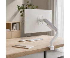 Laikiklis Powerton ERGO MONOA Regulowany uchwyt na monitorius, balta, 2-20KG, zacisk, 17"- 49", 75x75/100x100