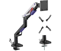 Laikiklis Powerton ERGO STRYNX Regulowany uchwyt na monitorius, balta/juoda, 2-30KG, zacisk, 24"- 57", 75x75/100x100/100x200/200x100/200x200