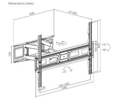 Neutralle Reguliuojamas laikiklis LPA78-466, 37"-80", maks. 40 kg, 100x100 - 600x400 mm VESA, 67-355 mm, juodas