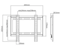 Neutralle Laikiklis TV KL22G-22F, 23"-42", 35 kg max, 50x50-200x200 VESA, 20,5mm, juoda