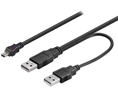 Logo USB kabelis (2.0), 2x USB A (M) - miniUSB (M), 0.6m, juoda, blister, EOL