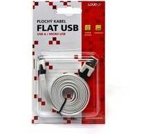 Logo USB kabelis (2.0), USB A M - microUSB (M), 1m, płaski, balta, blister, EOL