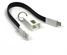 Logo USB kabelis (2.0), USB A M - microUSB (M), 0.2m, juoda, blister, breloczek na klucze, EOL