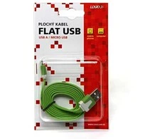 Logo USB kabelis (2.0), USB A M - microUSB (M), 1m, płaski, žalia, blister, EOL