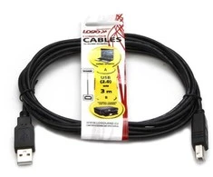 Logo USB kabelis (2.0), USB A M - USB B (M), 3m, juoda