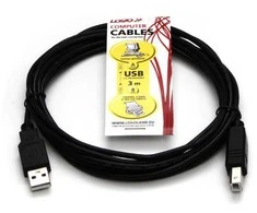 Logo USB kabelis (2.0), USB A M - USB B (M), 3m, juoda