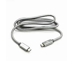 USB kabelis „Logo“ (3.2 kartos 2), USB C (M) - USB C (M), 1m, maitinimo šaltinis 100W, 10 Gb/s, 20V/5A, sidabrinė, dėžutė, su nailono danga, aliuminis