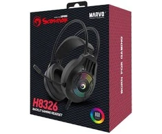 MARVO H8326 Akari 30 RBG Laidinės žaidimų ausinės | USB | 3.5 mm | Juoda