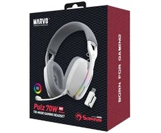 Marvo Pulz 70W WH belaidės žaidimų RGB ausinės (Baltos)