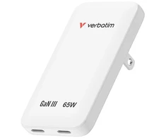 Verbatim, Įkroviklis Essentials Slim GaN USB-C1 PD 3.0 , USB-C2 PD 3.0, balta, 65W