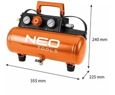 Neo „Energy+“ 18 V akumuliatorinis kompresorius, 8 barai, 3,8 l, be akumuliatoriaus