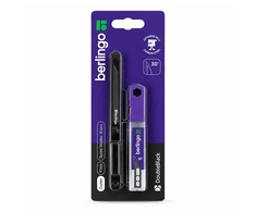 Nóż do papieru, metalowy + wymienne ostrza Double Juodas, 9mm, 1szt. Berlingo