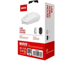 Marvo MS003 Pelė su laidu, balta, 1000DPI