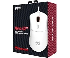 Marvo Niro 40 Baltas Pelė su laidu, balta, 12000DPI